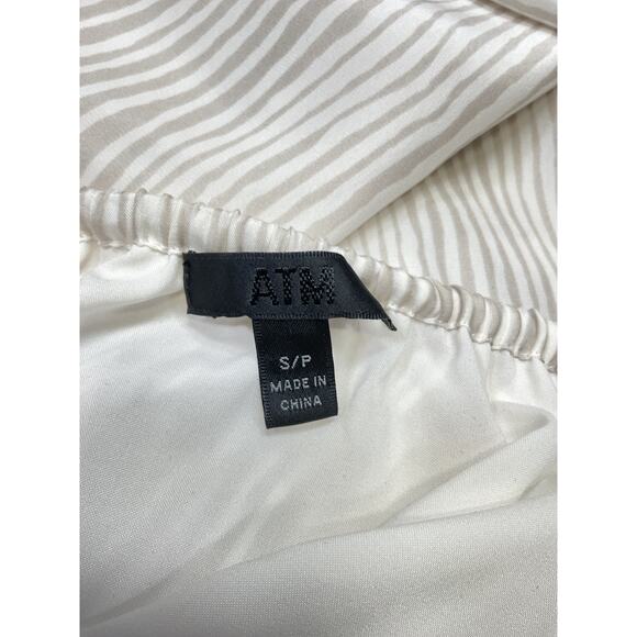 Atm Anthony Thomas White Melillo Striped Silk-Crepe Midi Skirt Size S - Picture 3 of 4